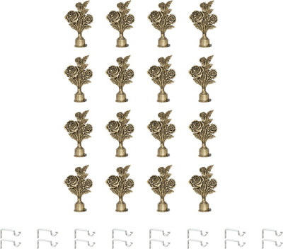 RKOING Gold Curtain Knobs, Rod Rail Bracket Metal(Pack of 16)