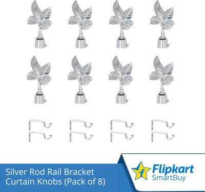 Flipkart SmartBuy Silver Curtain Knobs, Rod Rail Bracket Metal