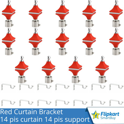 Flipkart SmartBuy Red Curtain Knobs, Rod Rail Bracket Metal