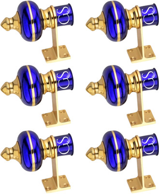 Ghar Sajaawat Blue Rod Rail Bracket, Curtain Knobs Metal(Pack of 6)