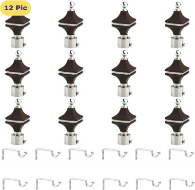 ZAPEX Silver, Black Rod Rail Bracket, Curtain Knobs Metal