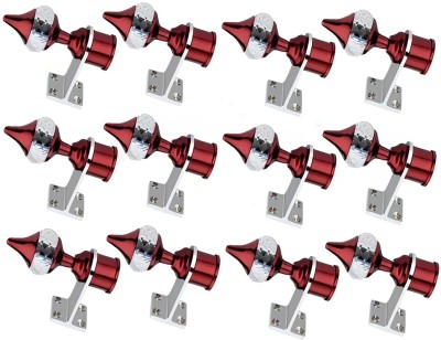 Shoptry Red, Silver Curtain Hooks, Curtain Knobs, Curtain Rods, Rod Rail Bracket Metal(Pack of 6)