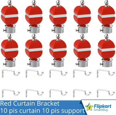 Flipkart SmartBuy Red Curtain Knobs, Rod Rail Bracket Metal(Pack of 10)