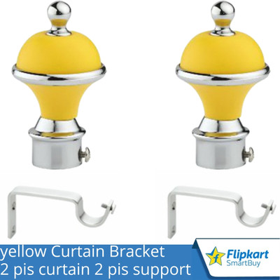 Flipkart SmartBuy Yellow Curtain Knobs, Rod Rail Bracket Metal(Pack of 2)