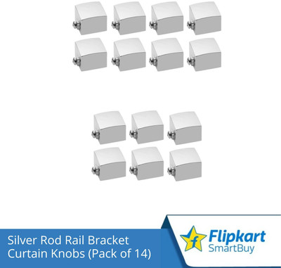Flipkart SmartBuy Silver Curtain Knobs, Rod Rail Bracket Metal(Pack of 14)