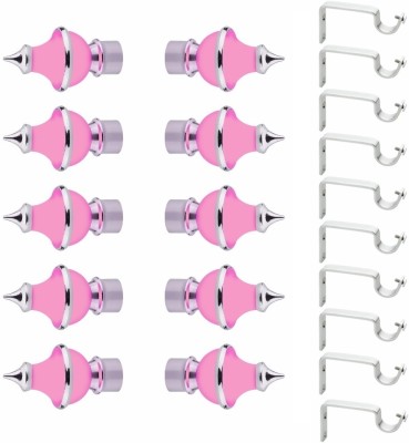 GRIVAN Silver, Pink Rod Rail Bracket, Curtain Hooks, Curtain Knobs, Curtain Rods Metal(Pack of 10)