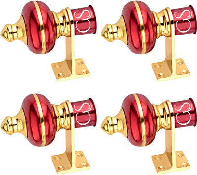 Ghar Sajaawat Red Curtain Knobs, Rod Rail Bracket Metal(Pack of 4)