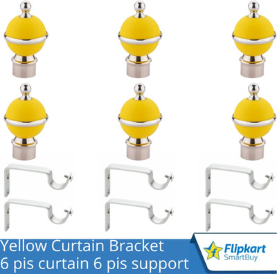 Flipkart SmartBuy Yellow Curtain Knobs, Rod Rail Bracket Metal(Pack of 6)