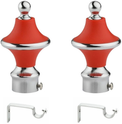 Inkart Red Rod Rail Bracket, Curtain Knobs Metal(Pack of 2)