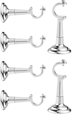 LEEZEN Architectural Hardware Silver Rod Rail Bracket Metal(Pack of 6)