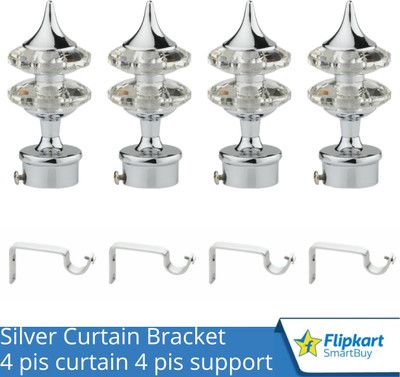 Flipkart SmartBuy Silver Curtain Knobs, Rod Rail Bracket Metal(Pack of 4)