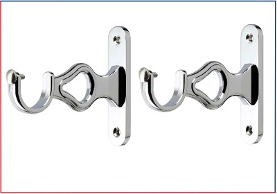 ZELOXA Silver Rod Rail Bracket, Curtain Hooks, Curtain Rings, Tieback Hook, Curtain Knobs Metal(Pack of 2)