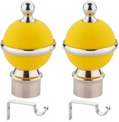 ZAPEX Yellow Rod Rail Bracket, Curtain Knobs Metal(Pack of 4)