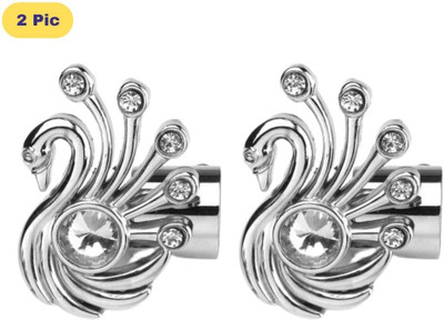 ZAPEX Silver Rod Rail Bracket, Curtain Knobs Metal(Pack of 2)