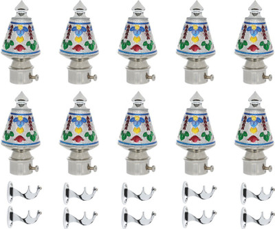 ZAPEX Silver Curtain Knobs, Rod Rail Bracket Metal(Pack of 10)