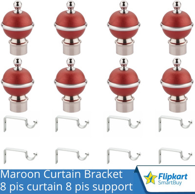 Flipkart SmartBuy Maroon Curtain Knobs, Rod Rail Bracket Metal(Pack of 8)