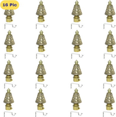 ZAPEX Gold Curtain Knobs, Rod Rail Bracket Metal(Pack of 16)