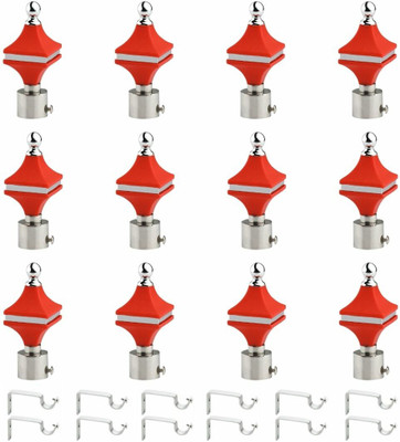 RKOING Red Rod Rail Bracket, Curtain Knobs Metal(Pack of 24)