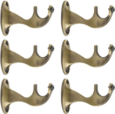 ZYREX Gold Rod Rail Bracket, Curtain Knobs Metal(Pack of 6)