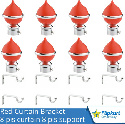 Flipkart SmartBuy Red Curtain Knobs, Rod Rail Bracket Metal(Pack of 8)