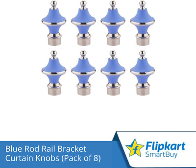 Flipkart SmartBuy Blue Curtain Knobs, Rod Rail Bracket Metal(Pack of 8)