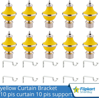 Flipkart SmartBuy Yellow Curtain Knobs, Rod Rail Bracket Metal(Pack of 10)