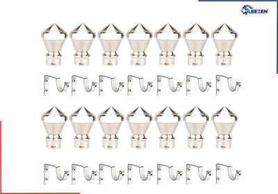 LEEZEN Architectural Hardware Silver Curtain Knobs, Curtain Hooks, Rod Rail Bracket, Curtain Rods Metal(Pack of 28)