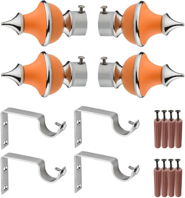 GRIVAN Silver, Blue Rod Rail Bracket, Curtain Knobs, Curtain Hooks Metal(Pack of 4)