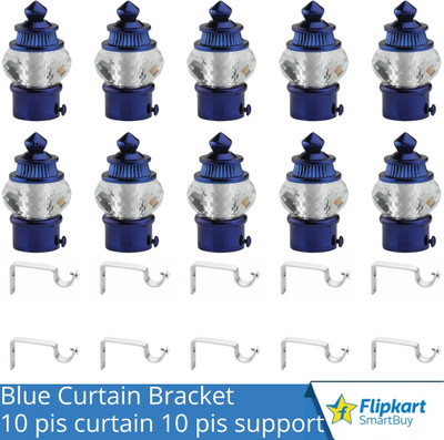 Flipkart SmartBuy Blue Curtain Knobs, Rod Rail Bracket Metal