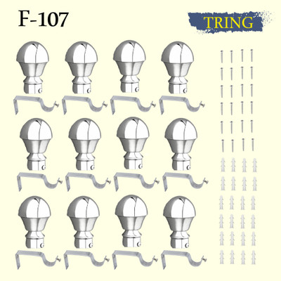 Tring Silver Cord Pull, Curtain Hooks, Curtain Knobs, Curtain Rings, Curtain Rods, Rod Rail Bracket Metal(Pack of 72)