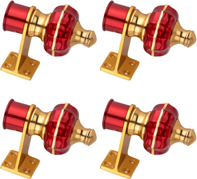Ghazian Red, Gold Curtain Knobs, Rod Rail Bracket Metal(Pack of 4)