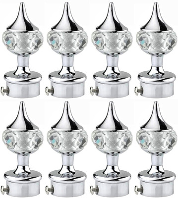 Ghazian Silver Curtain Knobs, Rod Rail Bracket Metal(Pack of 8)