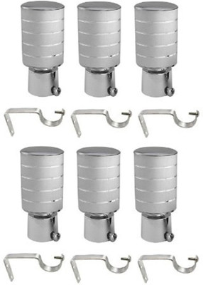 VJD Store Silver Curtain Knobs, Rod Rail Bracket, Curtain Hooks Metal(Pack of 6)
