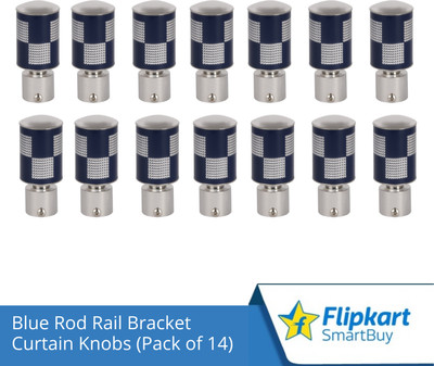 Flipkart SmartBuy Blue, Silver Curtain Knobs, Rod Rail Bracket Metal(Pack of 14)
