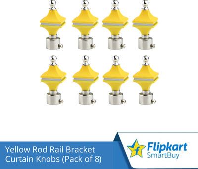 Flipkart SmartBuy Yellow Curtain Knobs, Rod Rail Bracket Metal(Pack of 8)