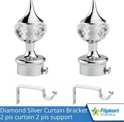 Flipkart SmartBuy Silver Curtain Knobs, Rod Rail Bracket Metal