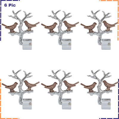 ZAPEX Silver Curtain Knobs, Rod Rail Bracket Metal(Pack of 6)