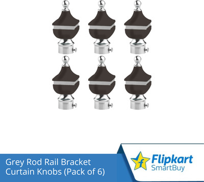 Flipkart SmartBuy Brown Curtain Knobs, Rod Rail Bracket Metal(Pack of 6)