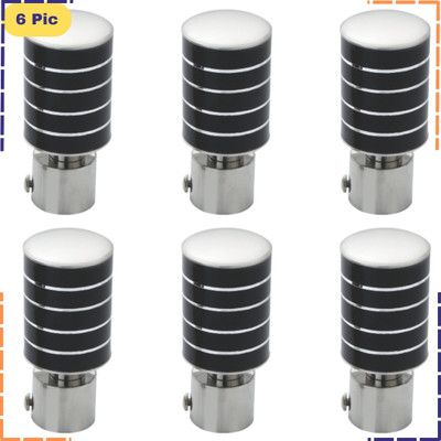 ZAPEX Black, Silver Curtain Knobs, Rod Rail Bracket Metal(Pack of 6)