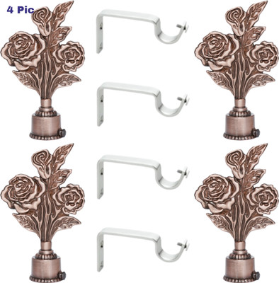 ZAPEX Brown Curtain Knobs, Rod Rail Bracket Metal(Pack of 4)