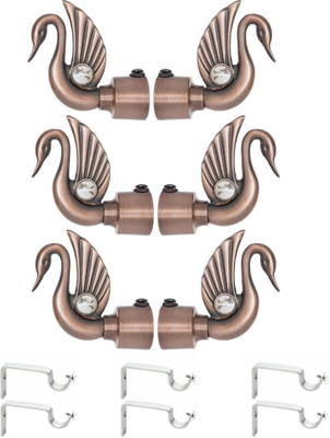 METZO Beige Rod Rail Bracket, Curtain Knobs Metal(Pack of 6)