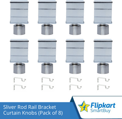 Flipkart SmartBuy Silver Curtain Knobs, Rod Rail Bracket Metal(Pack of 8)