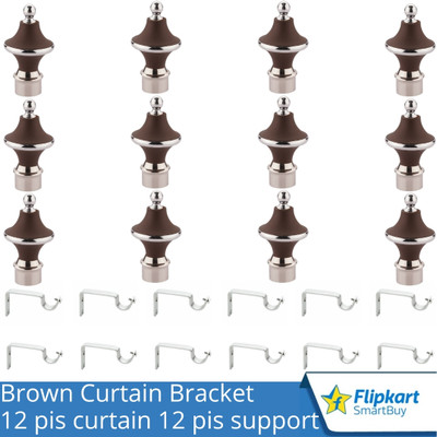 Flipkart SmartBuy Brown Curtain Knobs, Rod Rail Bracket Metal(Pack of 12)