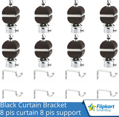 Flipkart SmartBuy Black Curtain Knobs, Rod Rail Bracket Metal