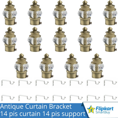 Flipkart SmartBuy Gold Curtain Knobs, Rod Rail Bracket Metal(Pack of 14)