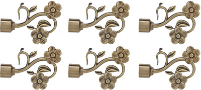 Easyhome Gold Curtain Knobs, Rod Rail Bracket, Curtain Hooks Metal(Pack of 6)
