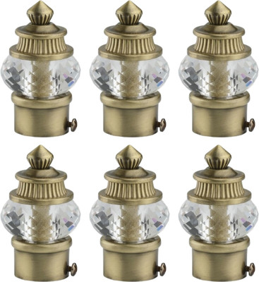 METZO Gold Curtain Knobs, Rod Rail Bracket Metal(Pack of 6)