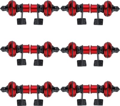 Crezx Red, Black Rod Rail Bracket, Curtain Knobs, Curtain Hooks, Tassels, Curtain Rods Metal(Pack of 12)