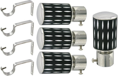 MADHULI Black Rod Rail Bracket Metal(Pack of 4)