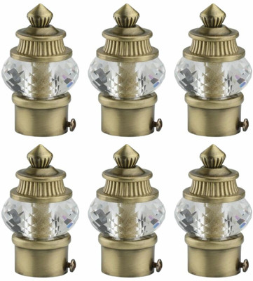 RKOING Gold Curtain Knobs, Rod Rail Bracket Metal(Pack of 6)